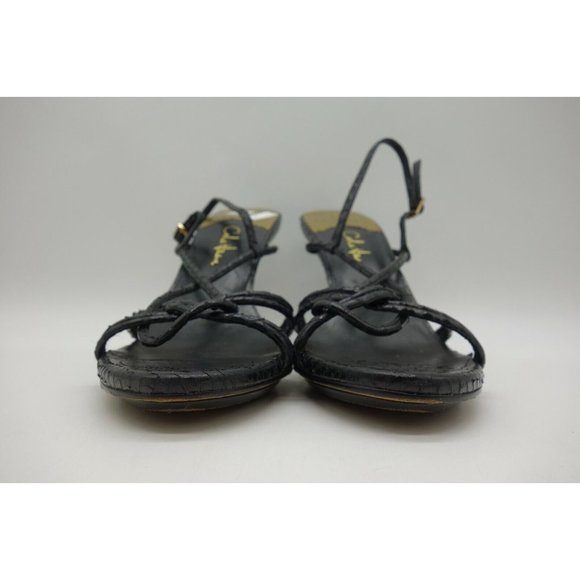 Cole Haan Air Black Snakeskin Print Buckle Slingback High Sandals Women's 7.5 B - Picture 8 of 11